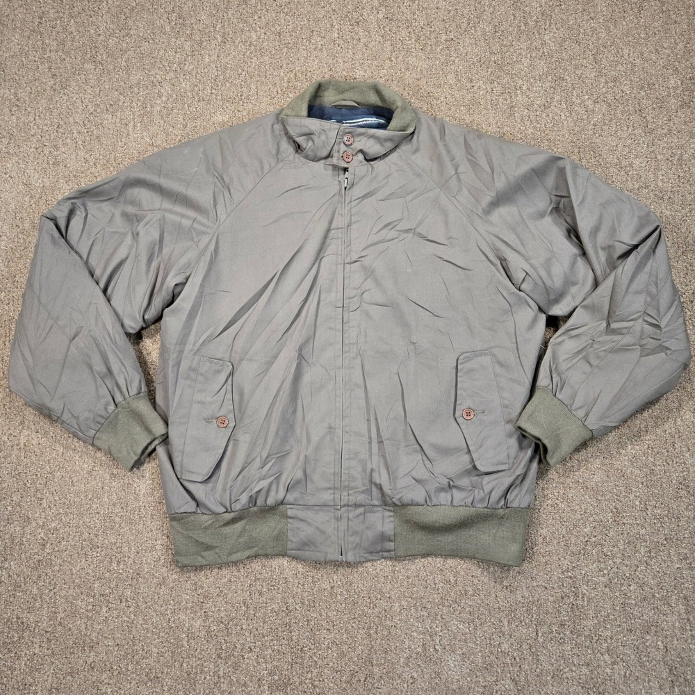 Vintage Harrington Bomber Jacket London Towne Mens Medium Gray Lined Macau 80s‎